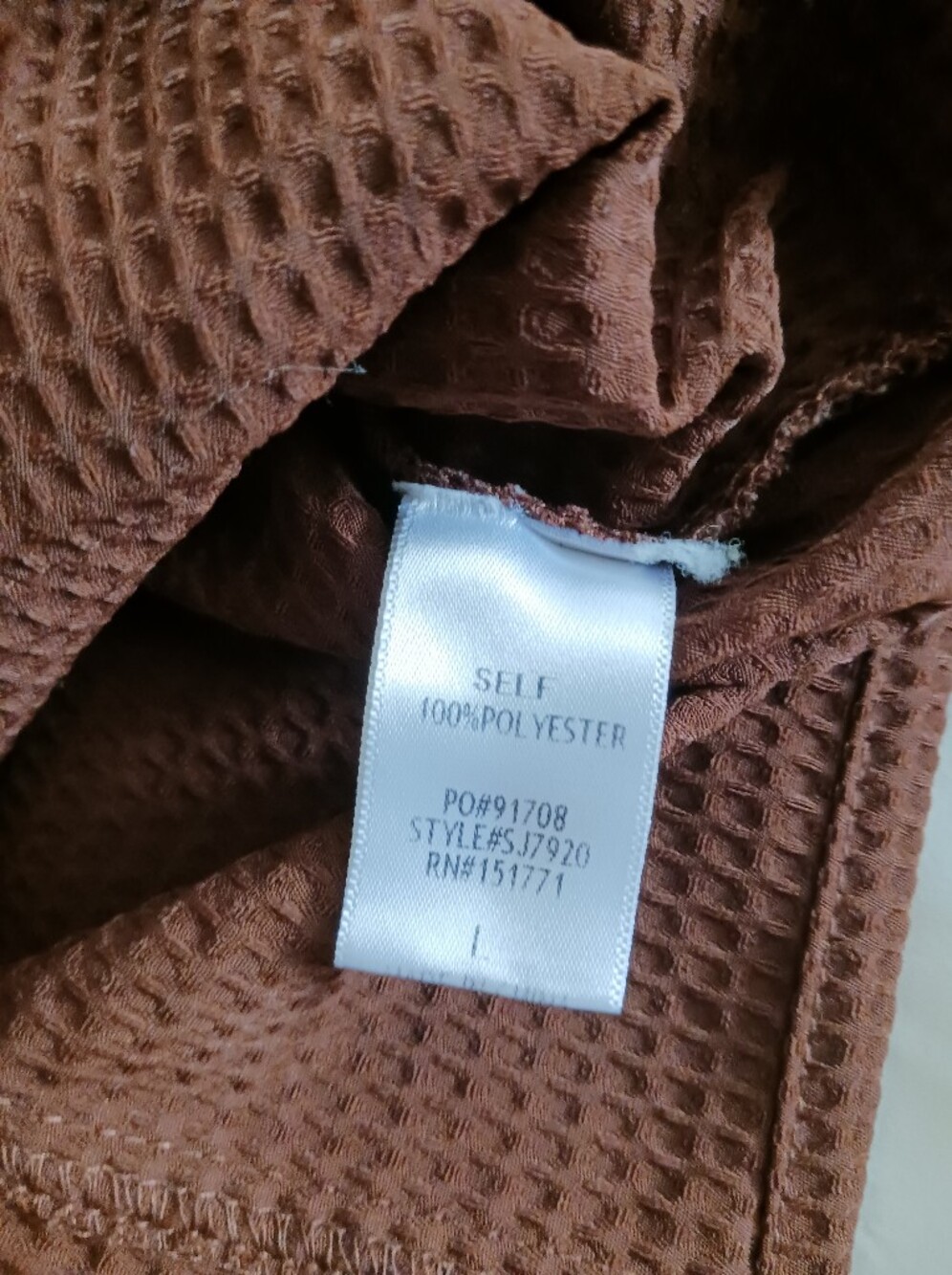 Le Lis Waffle-Knit Brown Button-Up Shirt - Picture 5 of 7